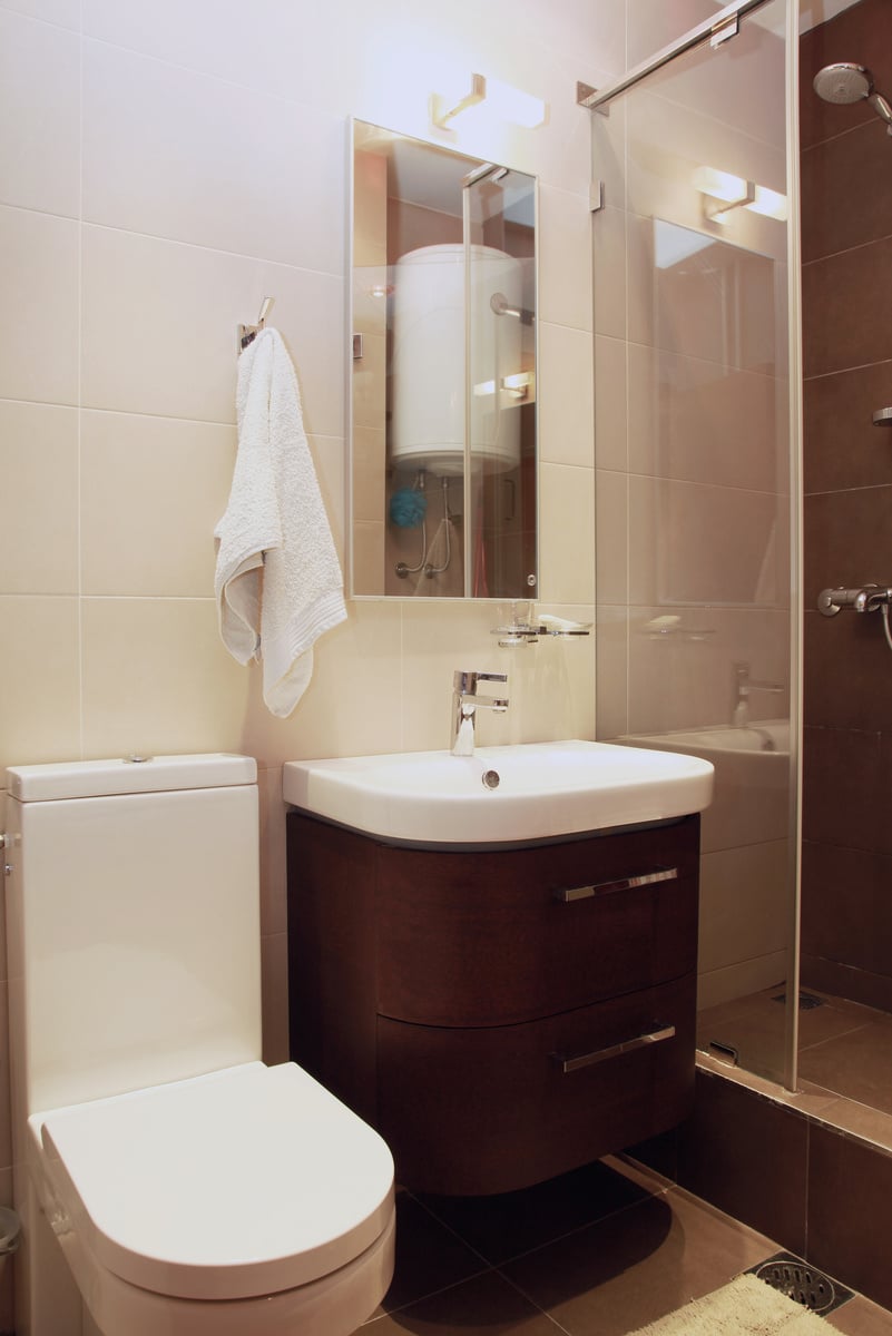 Small brown bathroom